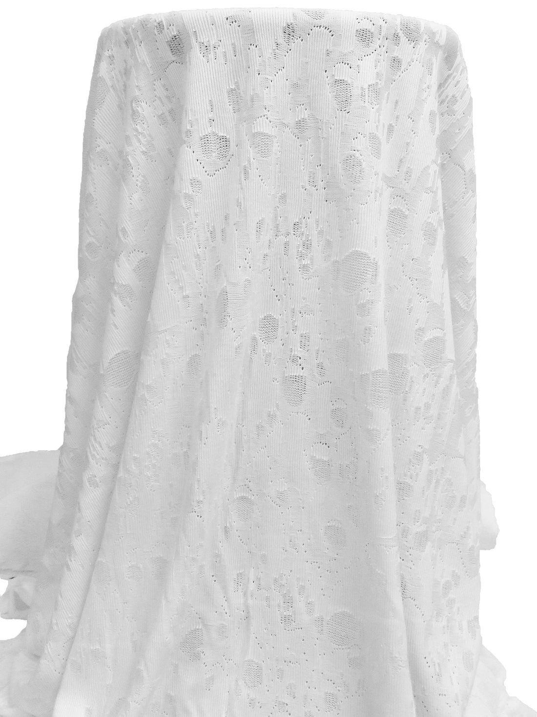 Warm White 100% Polyester Burnout-Look Abstract Pointelle Interlock Sweater Knit 51W