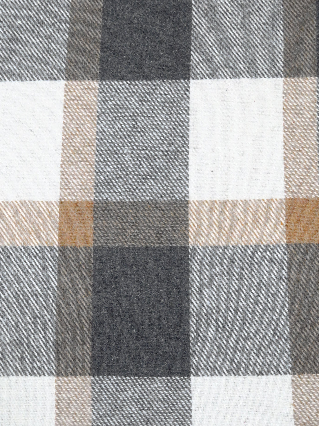 Charcoal Gray/Warm Off-White/Wet Sand Polyester/Cotton/Wool Plaid Weave Flannel Coating - NY Designer - 58W