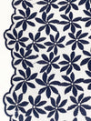 Navy 100% Nylon Double Border Embroidered Floral Design On Netting - NY Designer - 58W