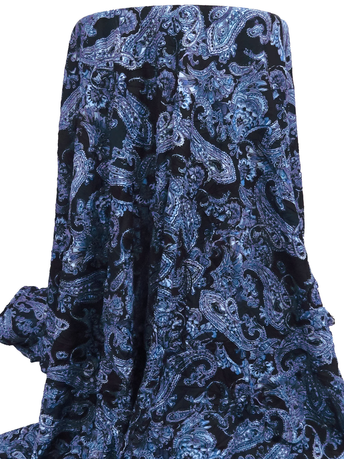 Black/Dark Blue/Amethyst/Multi Polyester/Lycra Paisley Print Crinkle Mesh Jersey Knit 57W