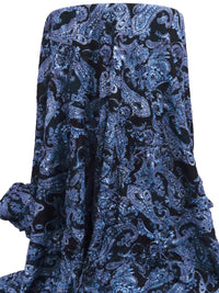 Black/Dark Blue/Amethyst/Multi Polyester/Lycra Paisley Print Crinkle Mesh Jersey Knit 57W