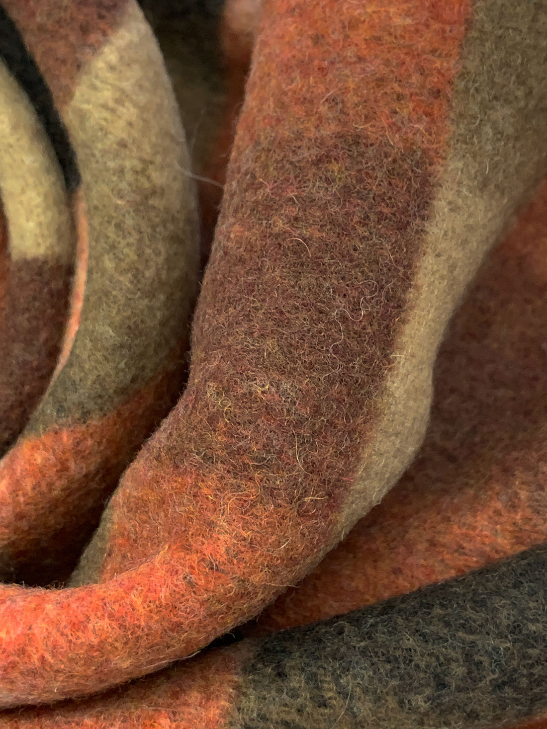 Mellow Apricot/Rugged Brown/Burnt Sienna Wool/Cashmere Blurred Check Felted Coating - Imported From England - 55W