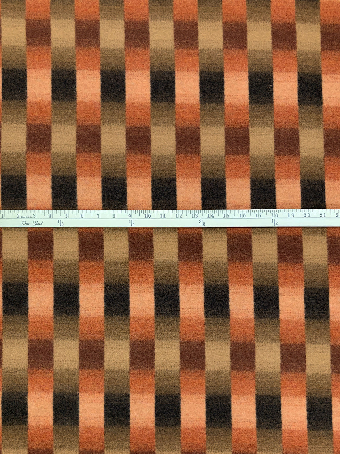 Mellow Apricot/Rugged Brown/Burnt Sienna Wool/Cashmere Blurred Check Felted Coating - Imported From England - 55W