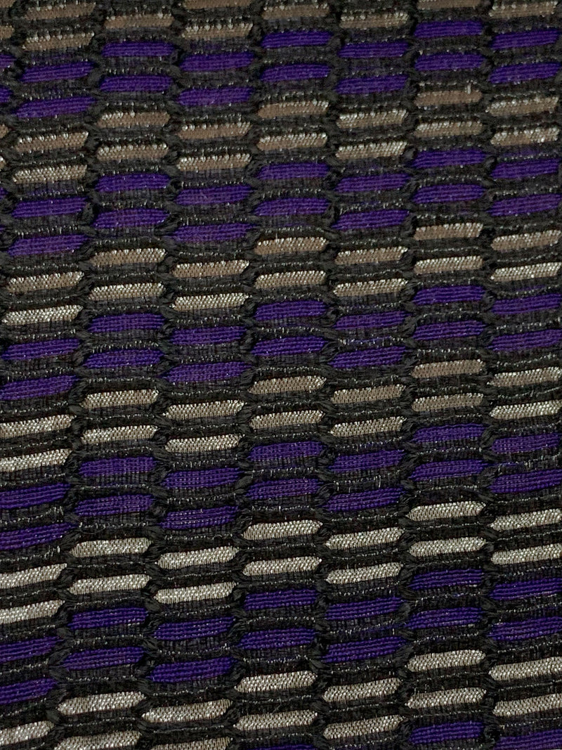 Dark Navy Blue/Granite Gray/Black Rayon/Polyester/Metallic Slight Diagonal Novelty Jacquard Woven 57W