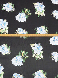 Black/Powder Blue/Sage/Multi 100% Polyester Large Floral Print Crepe Chiffon 58W