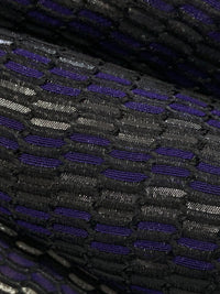 Dark Navy Blue/Granite Gray/Black Rayon/Polyester/Metallic Slight Diagonal Novelty Jacquard Woven 57W