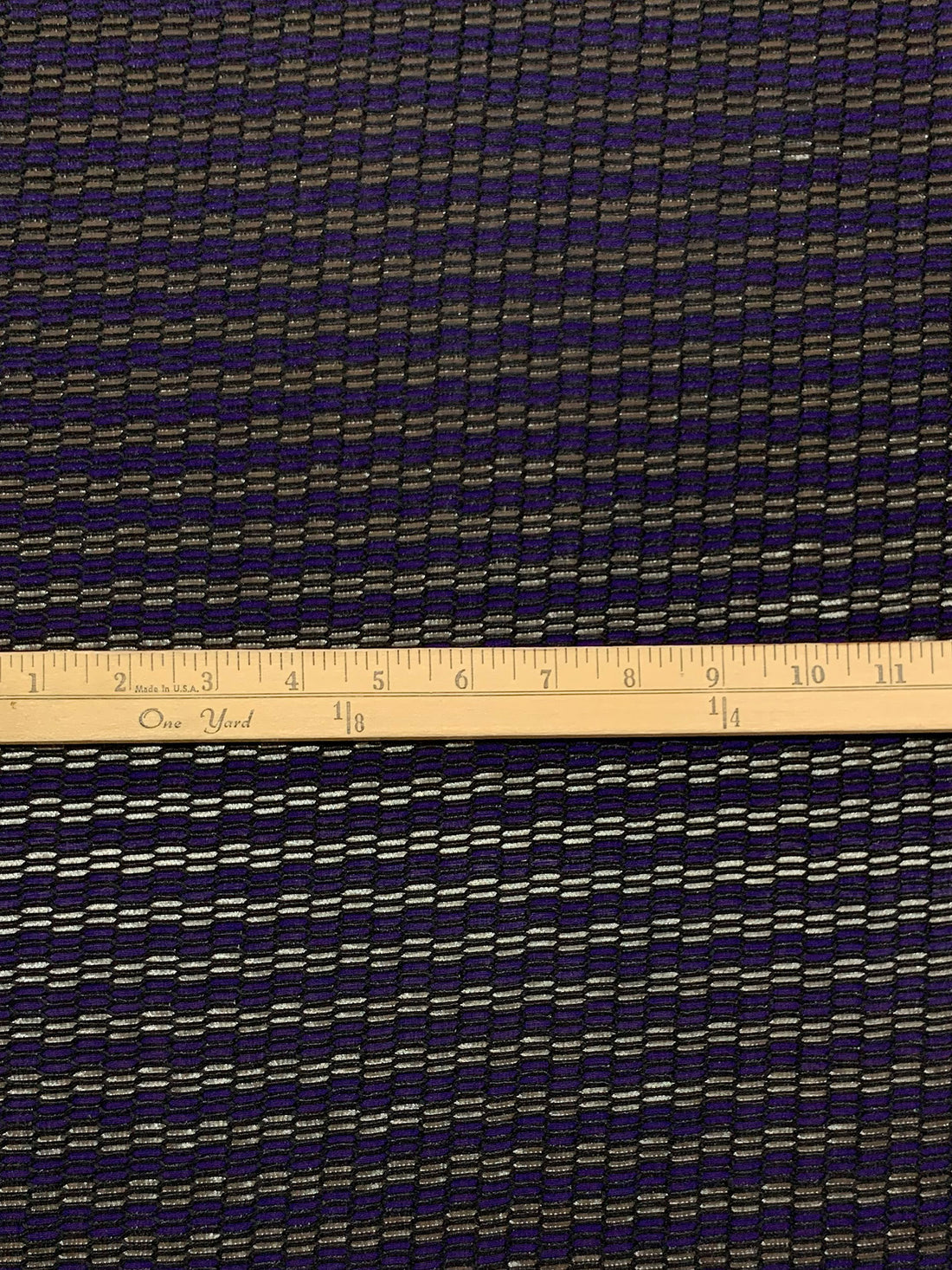 Dark Navy Blue/Granite Gray/Black Rayon/Polyester/Metallic Slight Diagonal Novelty Jacquard Woven 57W
