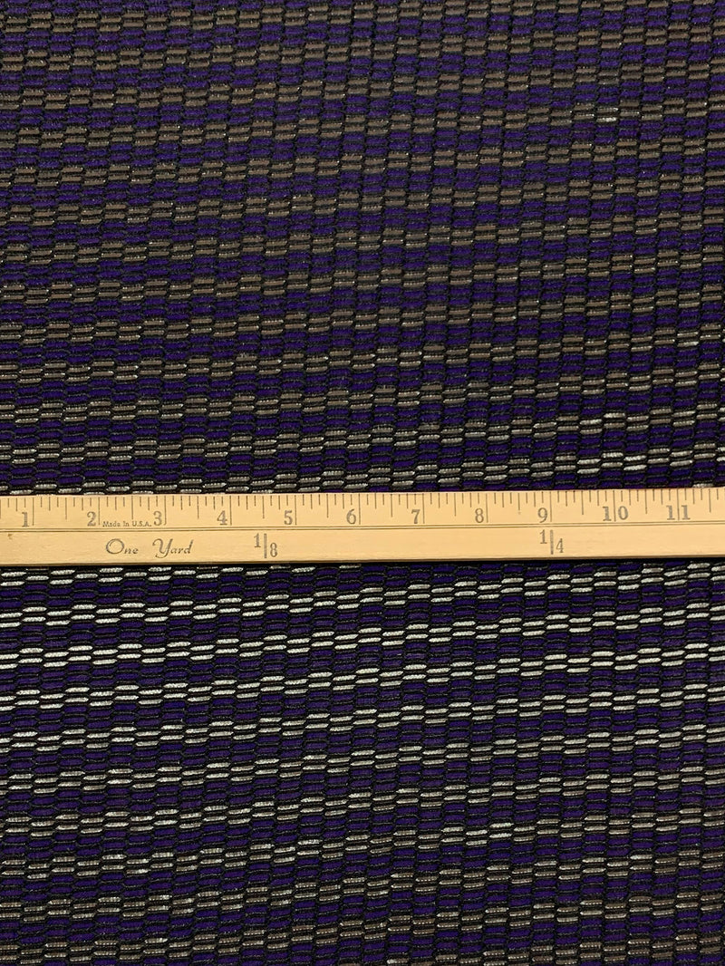 Dark Navy Blue/Granite Gray/Black Rayon/Polyester/Metallic Slight Diagonal Novelty Jacquard Woven 57W