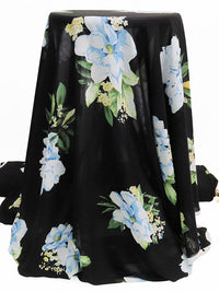 Black/Powder Blue/Sage/Multi 100% Polyester Large Floral Print Crepe Chiffon 58W