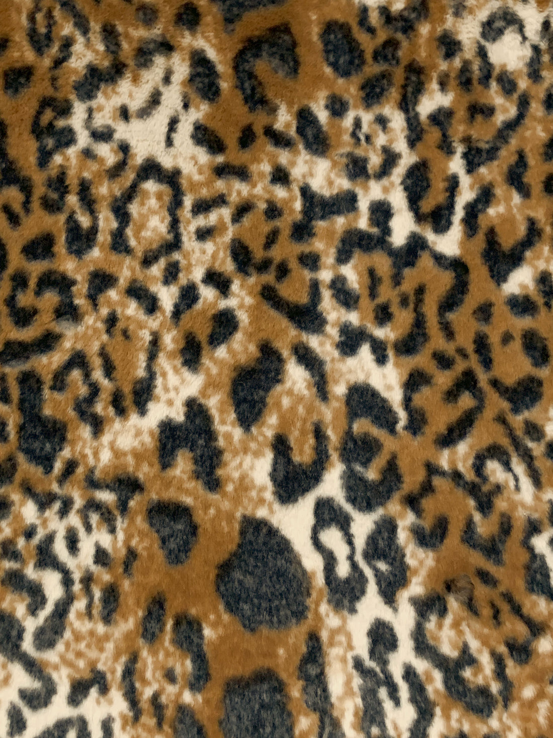 Golden Brown/Black/Off-White Polyester/Nylon Animal Design Faux Fur - NY Designer - 62W