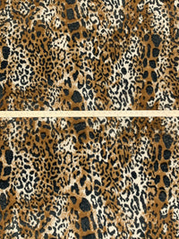 Golden Brown/Black/Off-White Polyester/Nylon Animal Design Faux Fur - NY Designer - 62W