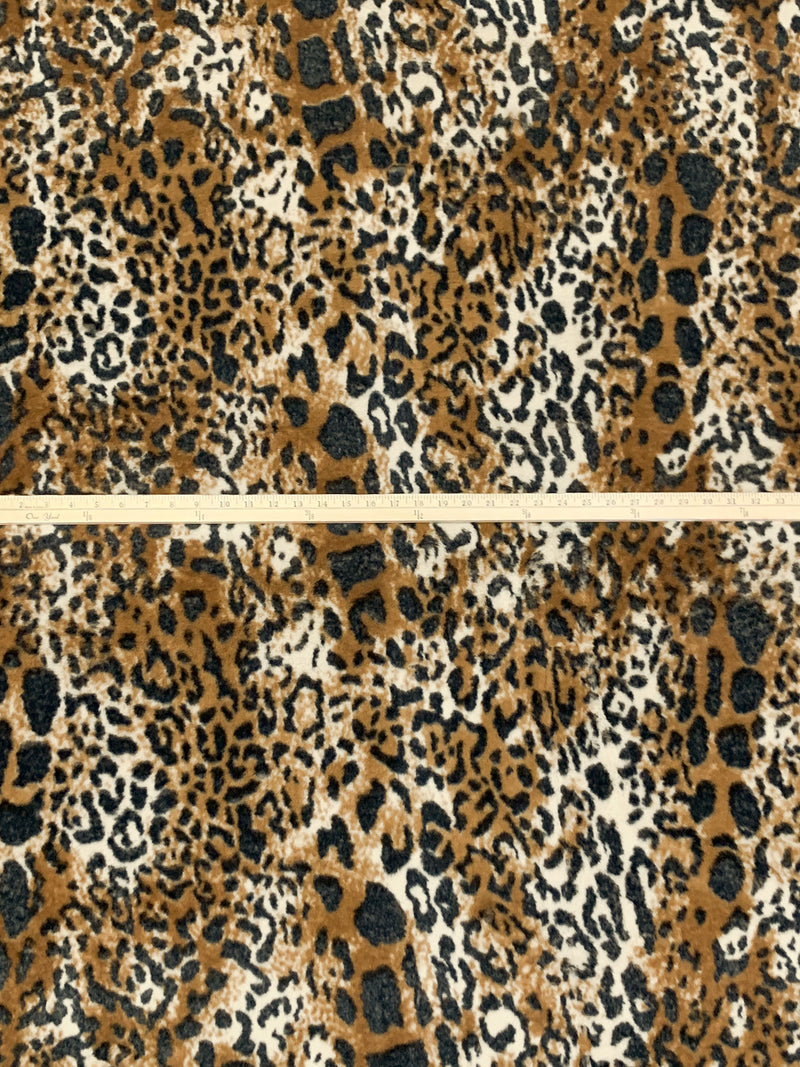 Golden Brown/Black/Off-White Polyester/Nylon Animal Design Faux Fur - NY Designer - 62W