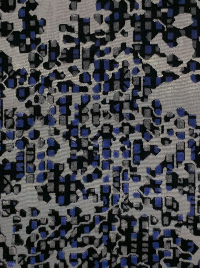 Navy/Gray/Black Polyester/Rayon Broken Mosaic Velvet Burnout Chiffon - NY Designer - 50W