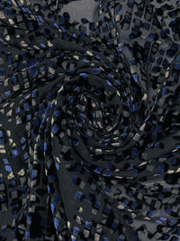 Navy/Gray/Black Polyester/Rayon Broken Mosaic Velvet Burnout Chiffon - NY Designer - 50W