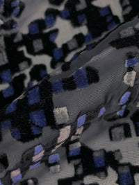 Navy/Gray/Black Polyester/Rayon Broken Mosaic Velvet Burnout Chiffon - NY Designer - 50W