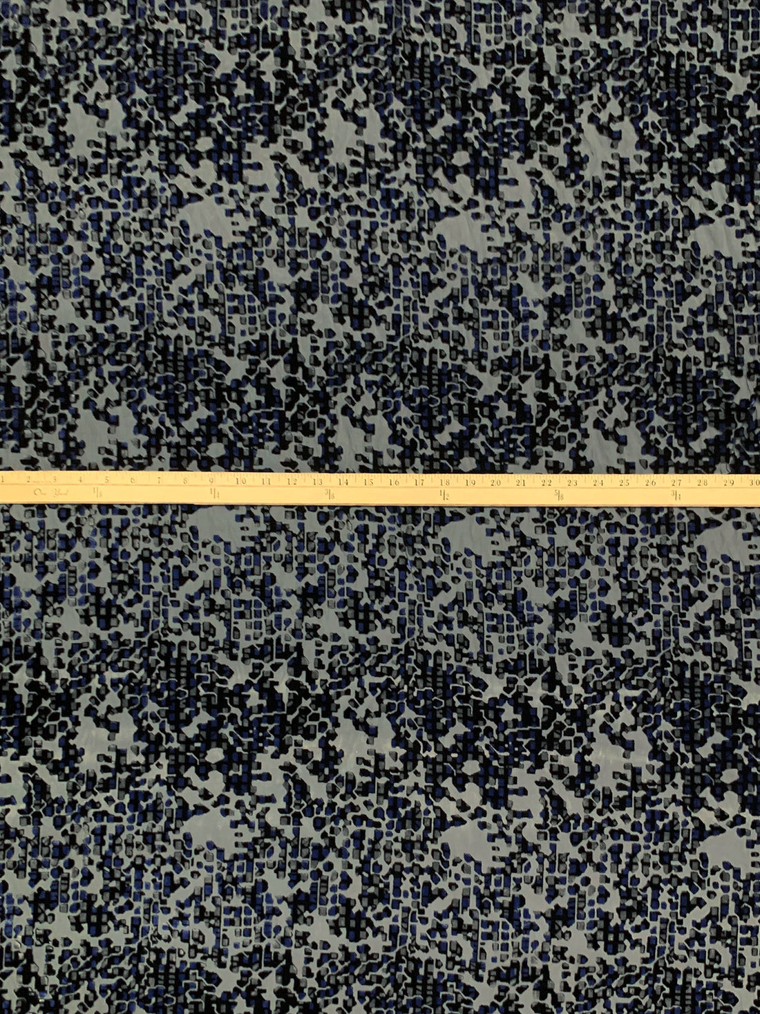 Navy/Gray/Black Polyester/Rayon Broken Mosaic Velvet Burnout Chiffon - NY Designer - 50W