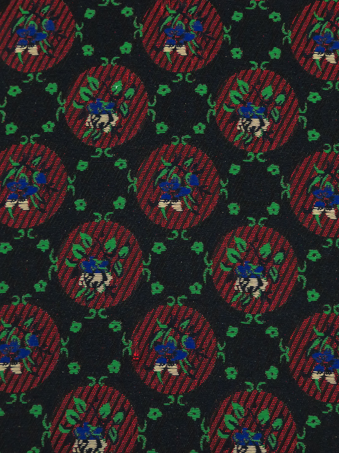 Black/Douban Green/Scarlet/Multi 100% Nylon Floral Medallion Brocade 63W