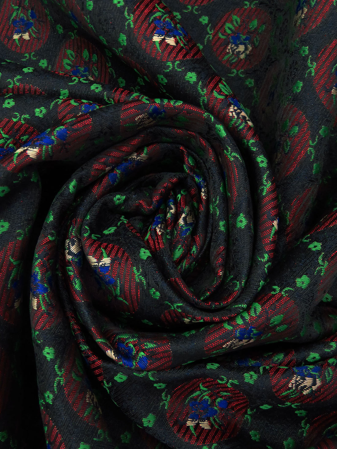 Black/Douban Green/Scarlet/Multi 100% Nylon Floral Medallion Brocade 63W