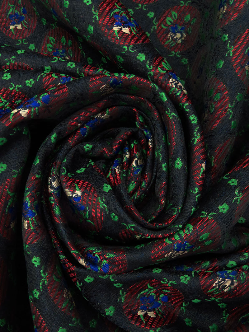 Black/Douban Green/Scarlet/Multi 100% Nylon Floral Medallion Brocade 63W