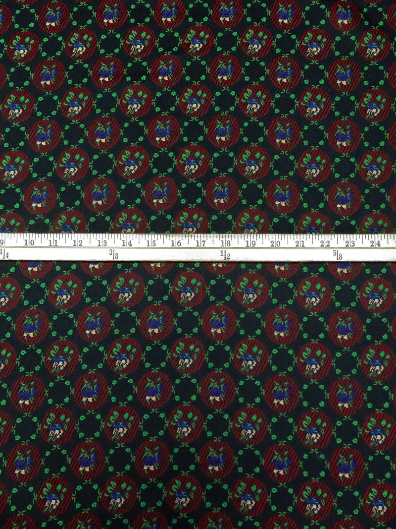 Black/Douban Green/Scarlet/Multi 100% Nylon Floral Medallion Brocade 63W