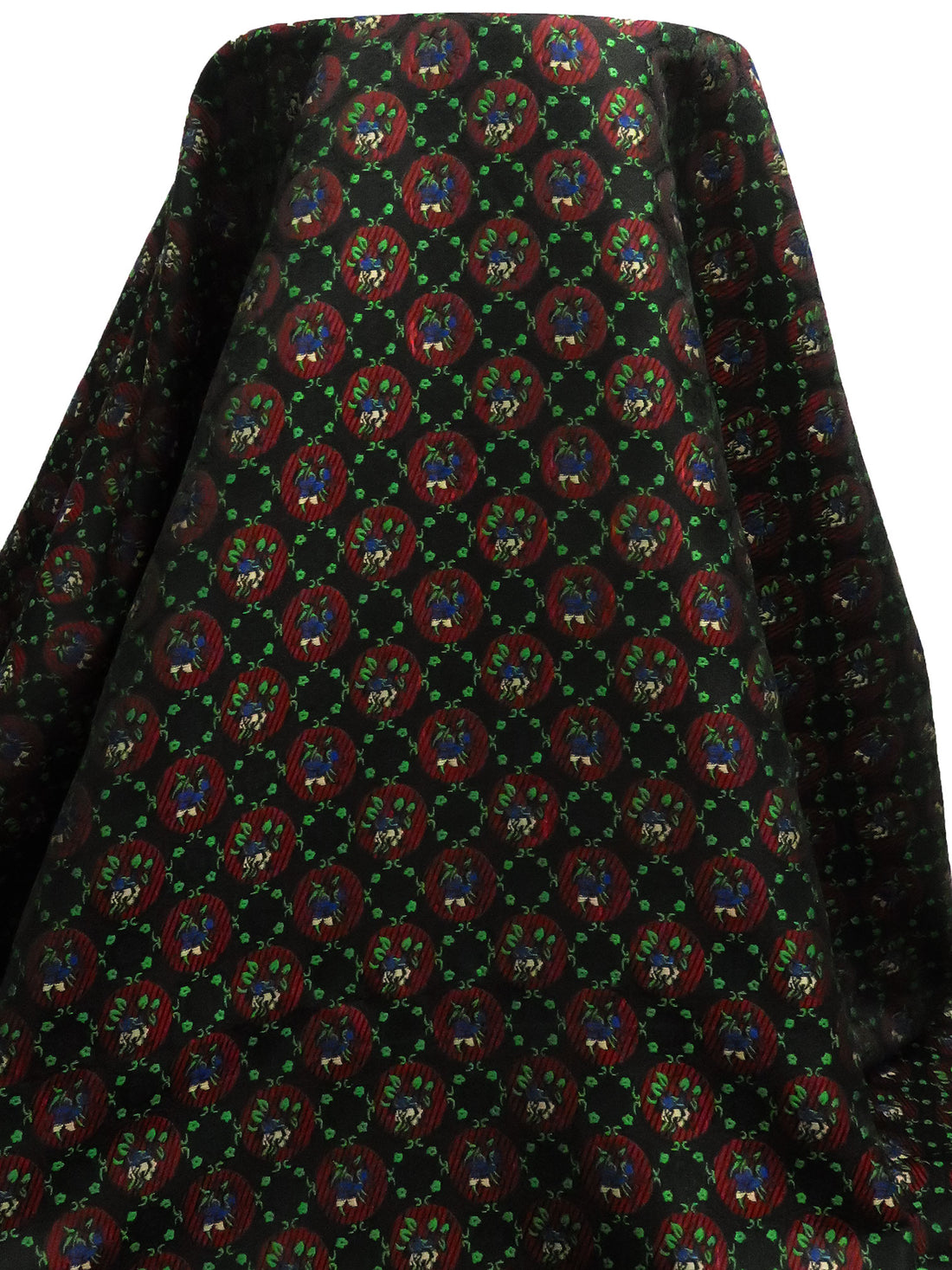 Black/Douban Green/Scarlet/Multi 100% Nylon Floral Medallion Brocade 63W