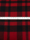 Up Maroon/Black 100% Wool Buffalo Check Plaid Weave Coating - NY Designer - 60W