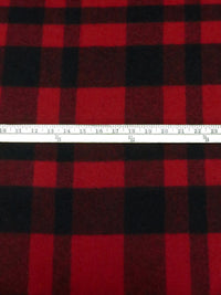 Up Maroon/Black 100% Wool Buffalo Check Plaid Weave Coating - NY Designer - 60W