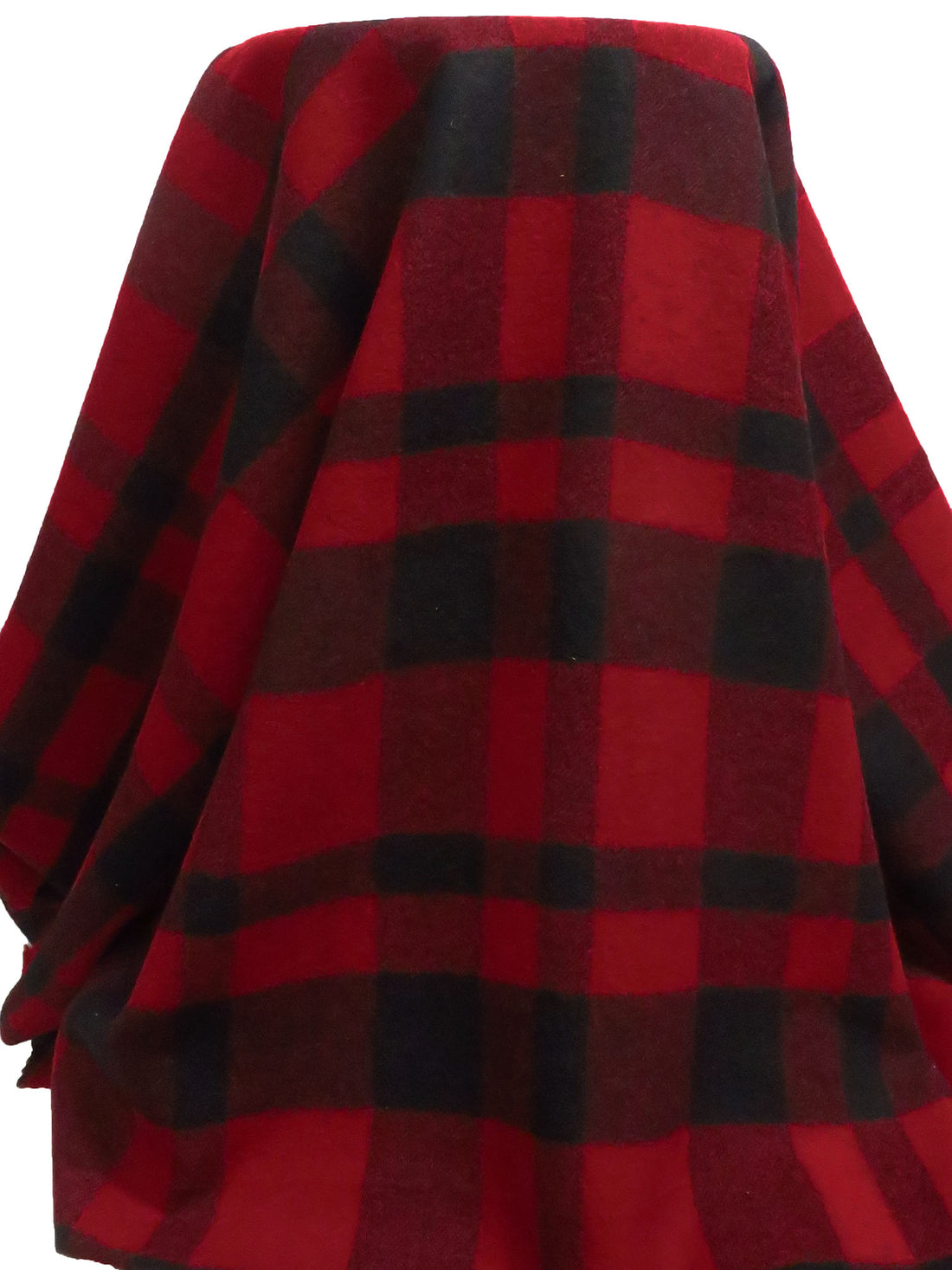 Up Maroon/Black 100% Wool Buffalo Check Plaid Weave Coating - NY Designer - 60W