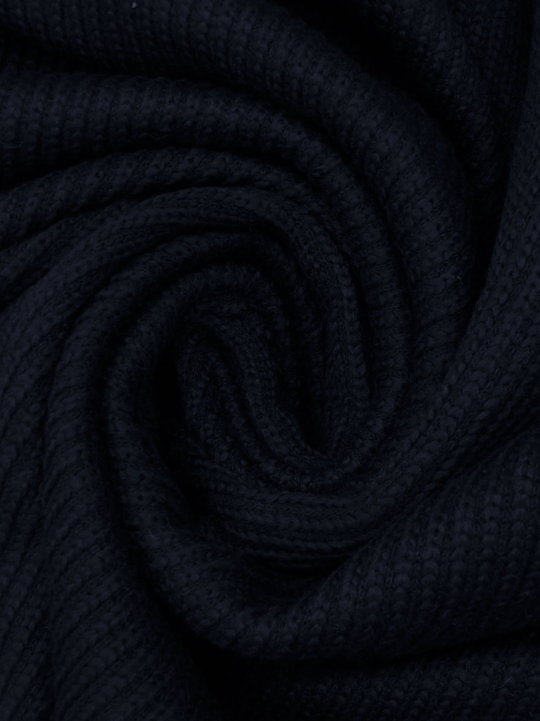 Midnight Navy Wool/Polyester Chunky Rib Sweater Knit - Imported From England - 64W