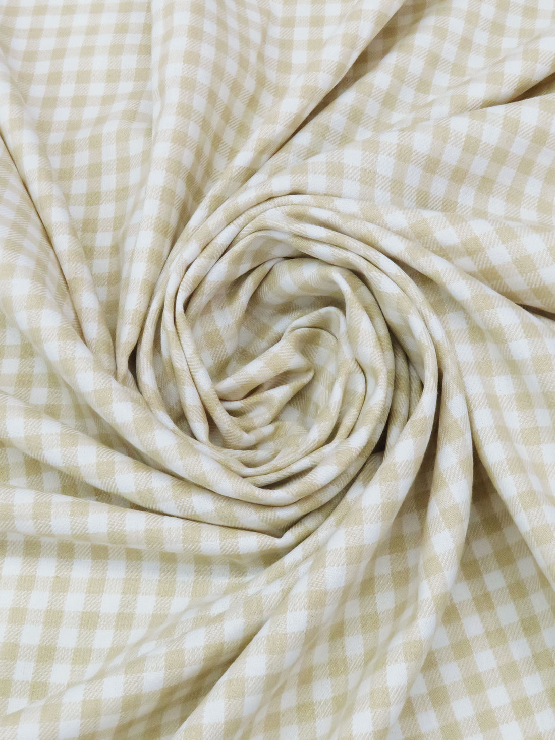 Ecru/White Cotton/Polyester Small Plaid Weave Shirting 56W