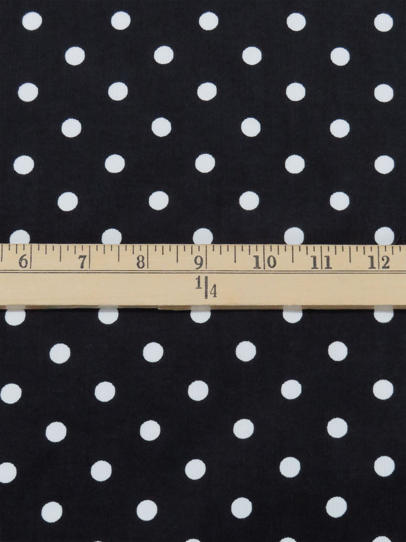 Black/White 100% Corduroy Polka Dot Print Pinwale Corduroy Shirting 54W