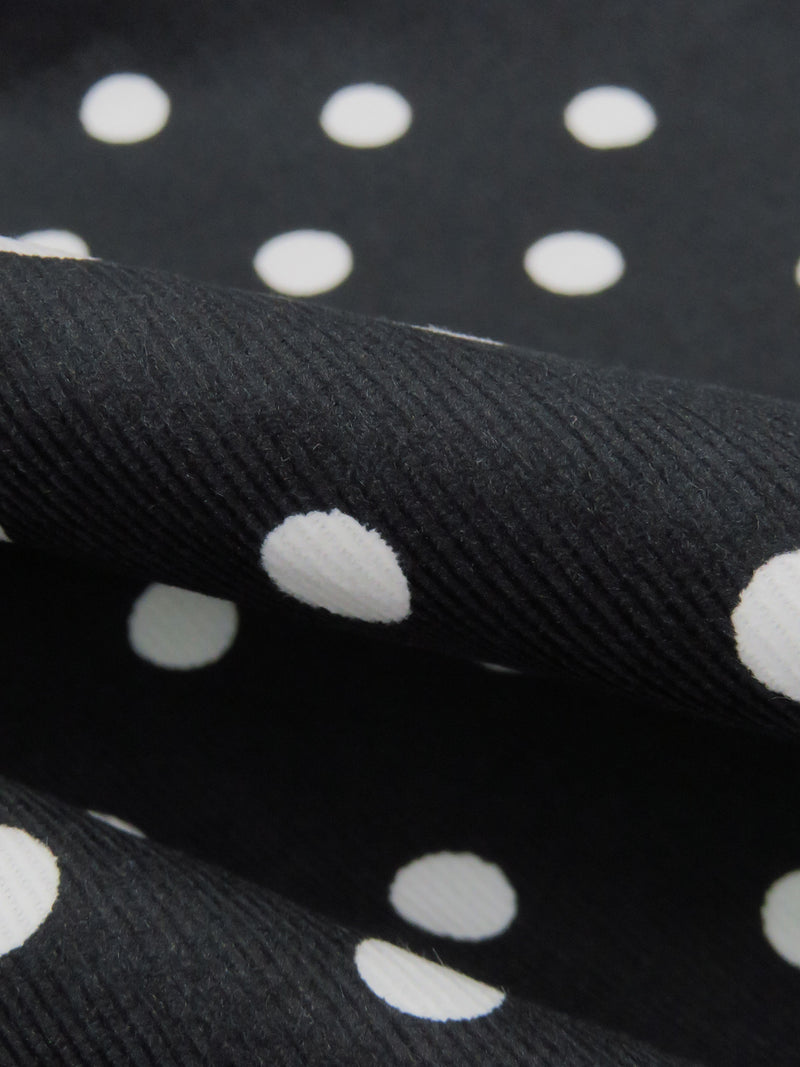 Black/White 100% Corduroy Polka Dot Print Pinwale Corduroy Shirting 54W