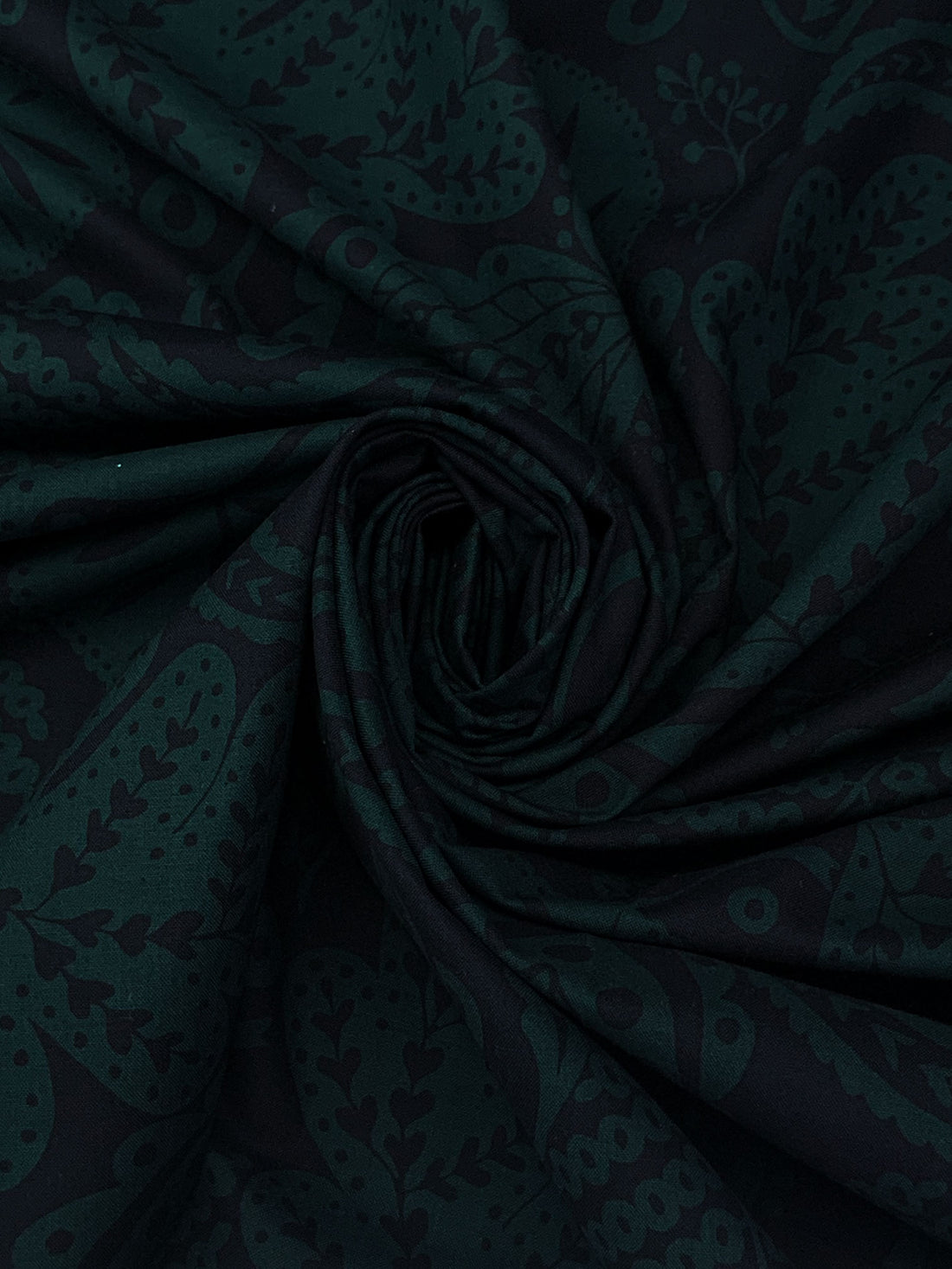 Midnight Spruce/Muted Midnight Navy 100% Cotton Stylized Floral Print Quilt Weight Woven 58W
