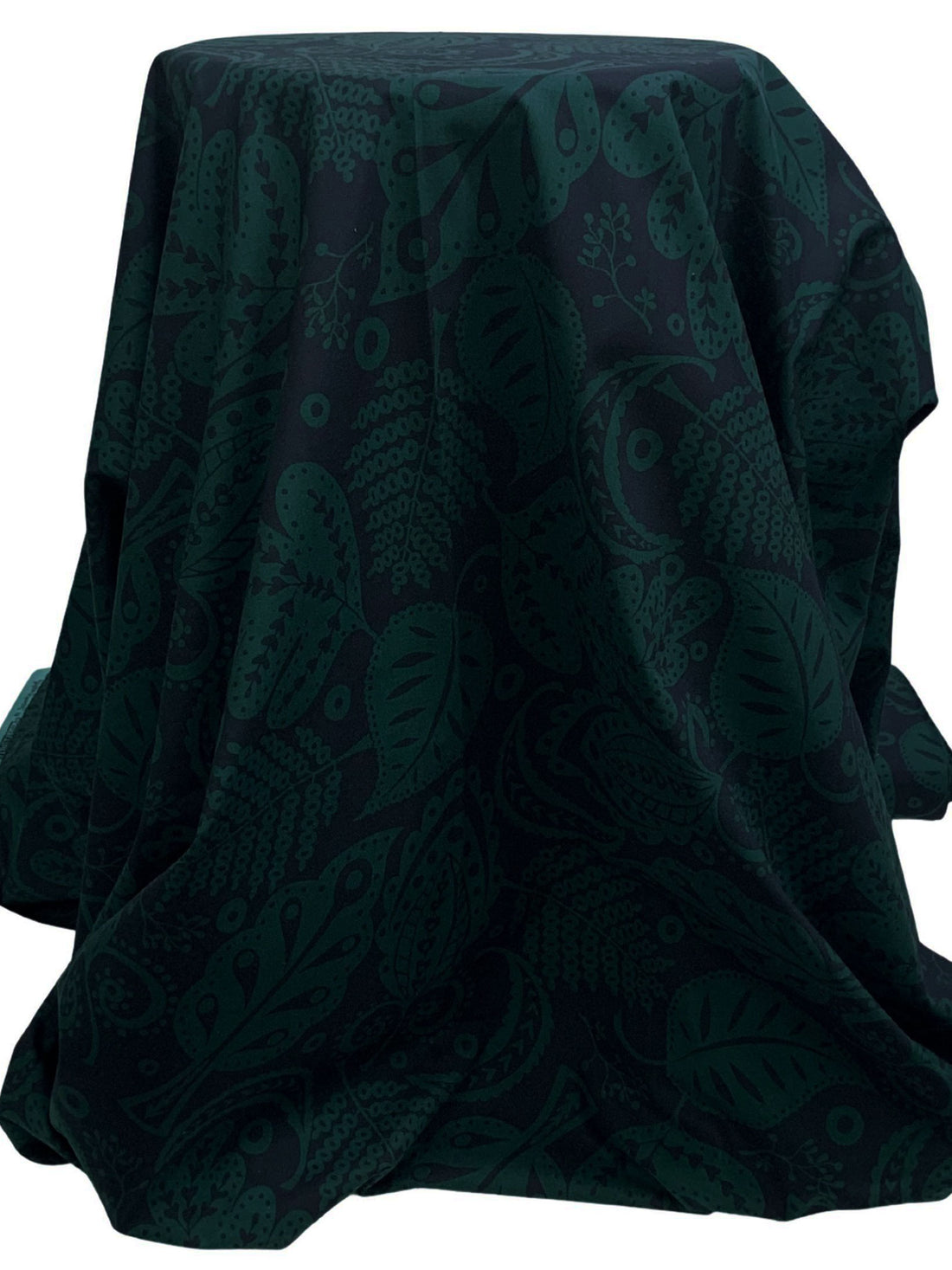 Midnight Spruce/Muted Midnight Navy 100% Cotton Stylized Floral Print Quilt Weight Woven 58W