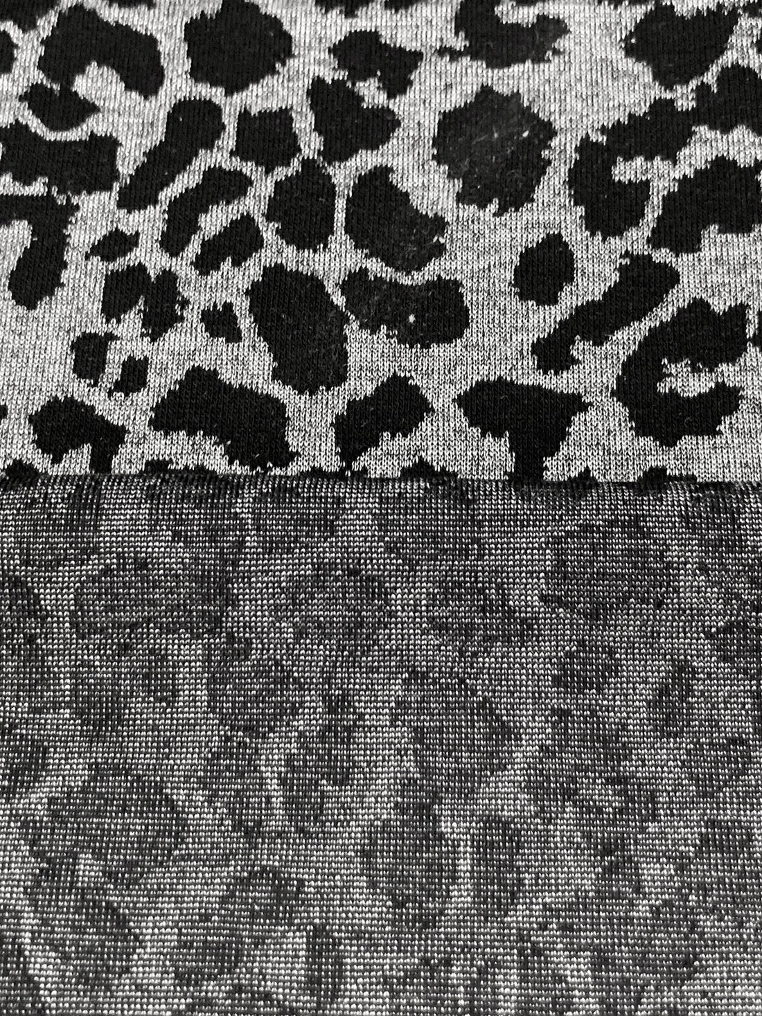 Heathered Bright Gray/Black Polyester/Rayon/Lycra Animal Weave Jacquard Double Knit 56W