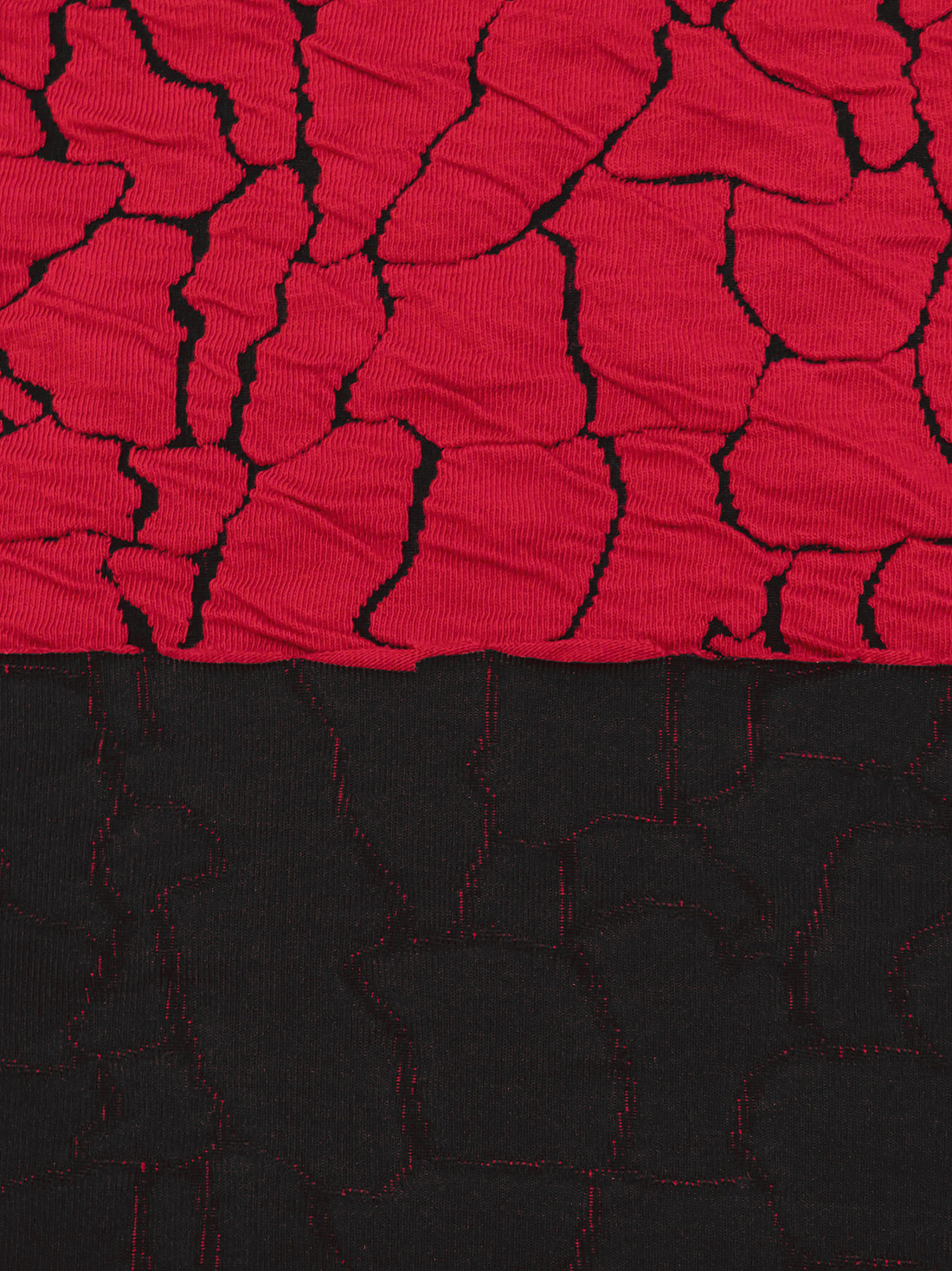 Cherry Red/Black Polyester/Rayon/Lycra Abstract Crackle Weave Jacquard Double Knit 55W