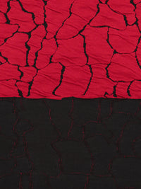 Cherry Red/Black Polyester/Rayon/Lycra Abstract Crackle Weave Jacquard Double Knit 55W
