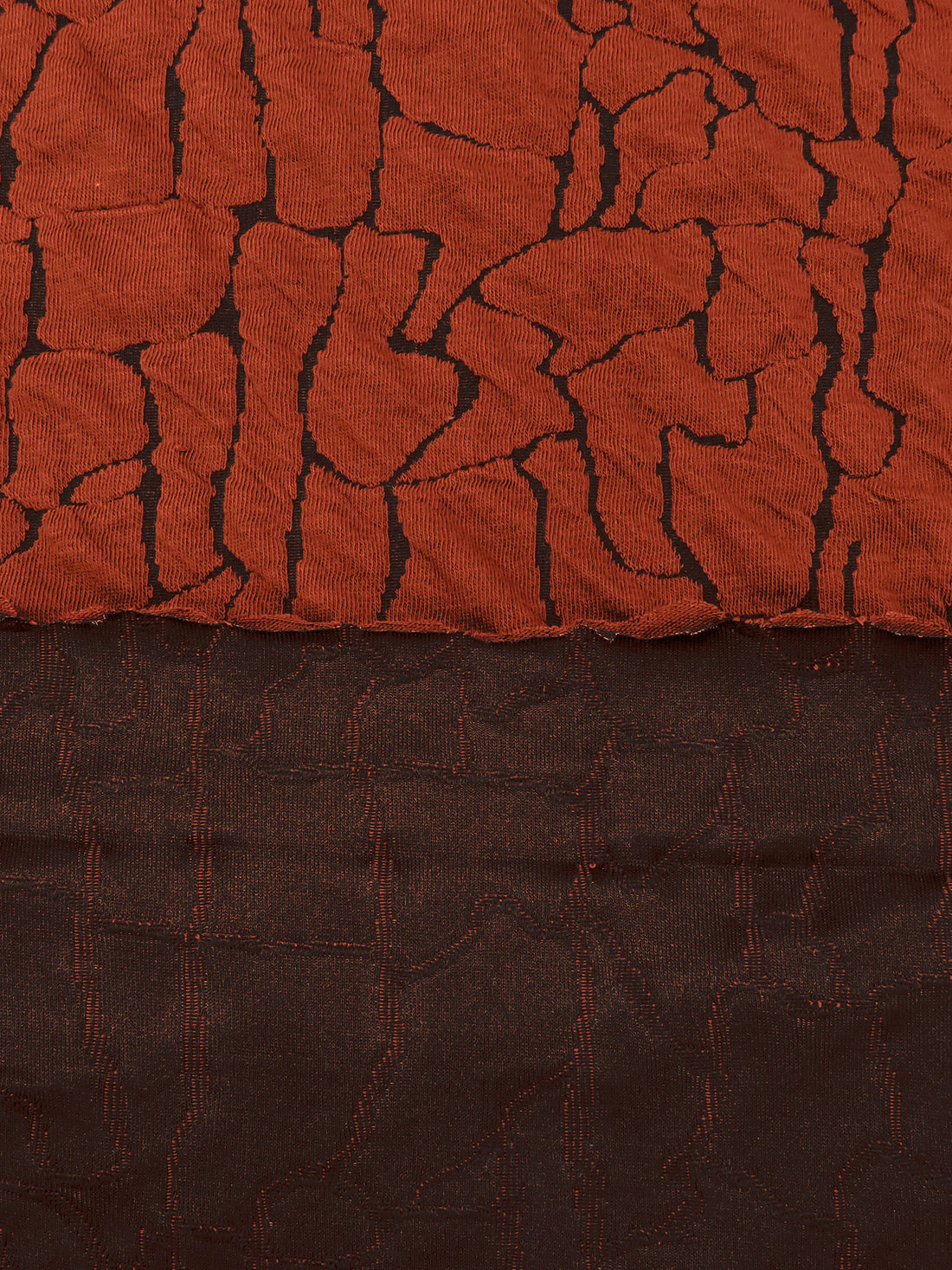 Rust Red/Black Polyester/Rayon/Lycra Abstract Crackle Weave Jacquard Double Knit 55W