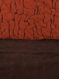 Rust Red/Black Polyester/Rayon/Lycra Abstract Crackle Weave Jacquard Double Knit 55W