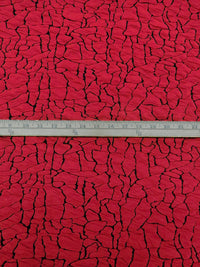 Cherry Red/Black Polyester/Rayon/Lycra Abstract Crackle Weave Jacquard Double Knit 55W