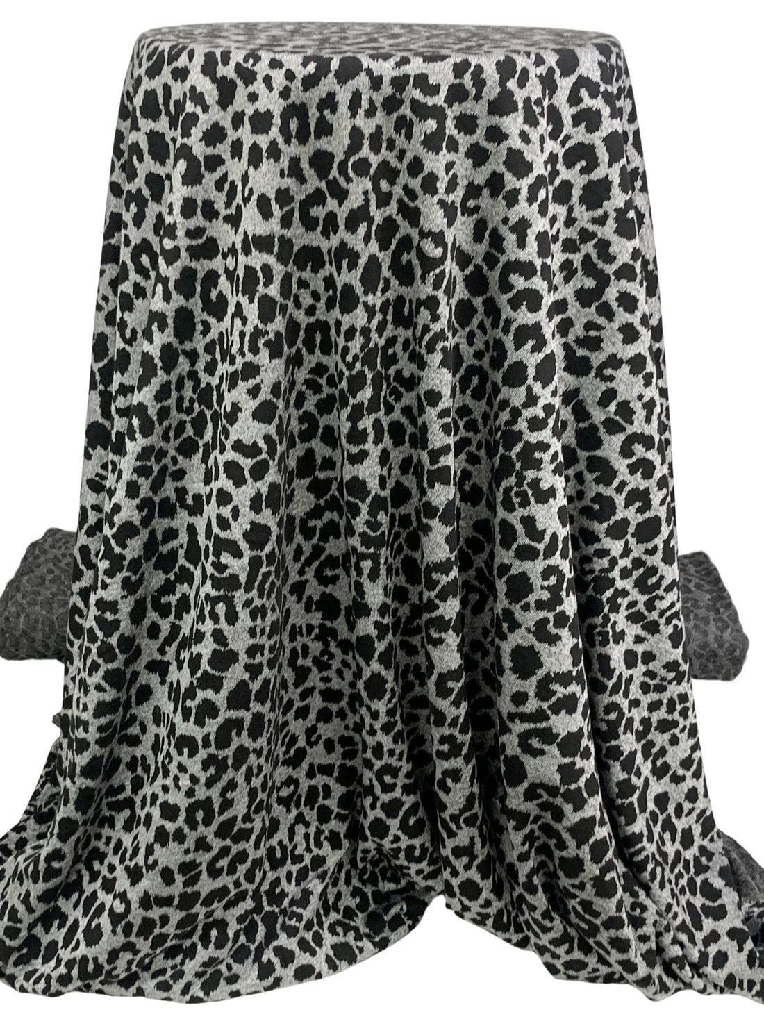 Heathered Bright Gray/Black Polyester/Rayon/Lycra Animal Weave Jacquard Double Knit 56W