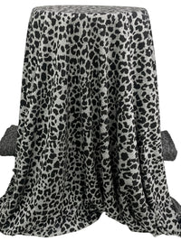Heathered Bright Gray/Black Polyester/Rayon/Lycra Animal Weave Jacquard Double Knit 56W