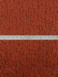 Rust Red/Black Polyester/Rayon/Lycra Abstract Crackle Weave Jacquard Double Knit 55W