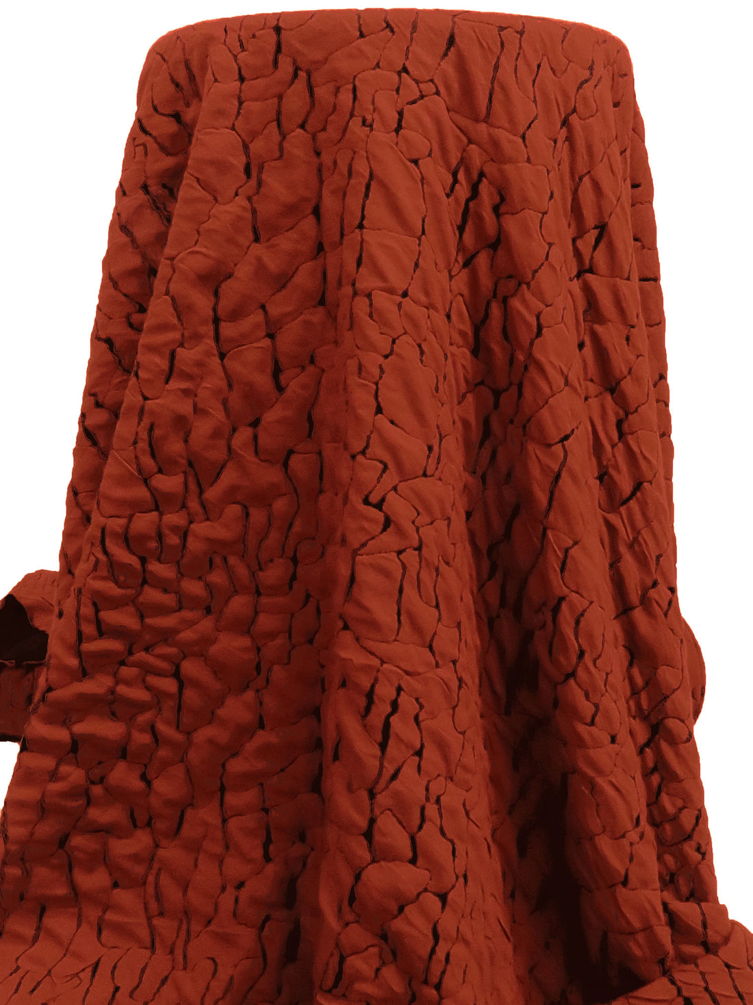 Rust Red/Black Polyester/Rayon/Lycra Abstract Crackle Weave Jacquard Double Knit 55W