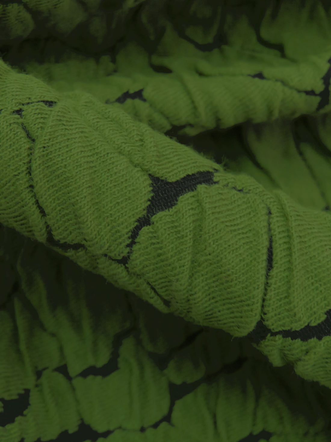 Dark Moss Green/Black Polyester/Rayon/Lycra Abstract Crackle Weave Jacquard Double Knit 55W