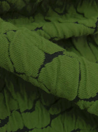 Dark Moss Green/Black Polyester/Rayon/Lycra Abstract Crackle Weave Jacquard Double Knit 55W