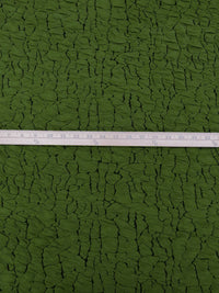 Dark Moss Green/Black Polyester/Rayon/Lycra Abstract Crackle Weave Jacquard Double Knit 55W