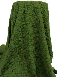 Dark Moss Green/Black Polyester/Rayon/Lycra Abstract Crackle Weave Jacquard Double Knit 55W