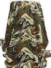 Army Green/Matte Black/Wheat/Multi Nylon/Lycra Marbled Print Activewear Knit - LA Designer - 58W