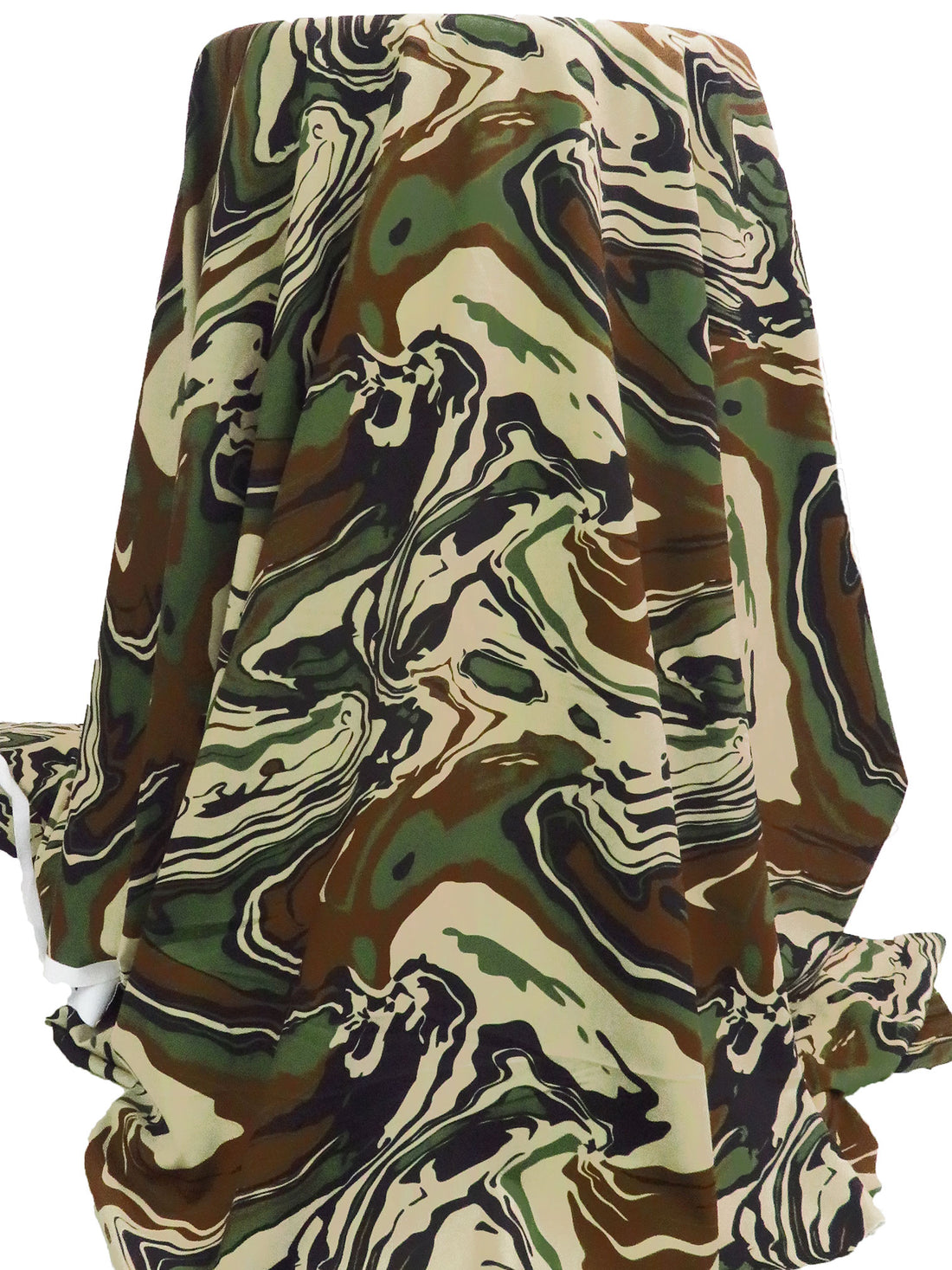 Army Green/Matte Black/Wheat/Multi Nylon/Lycra Marbled Print Activewear Knit - LA Designer - 58W